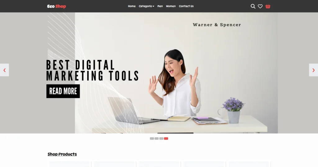 Eco Shop custom HTML CSS JavaScript e-commerce website