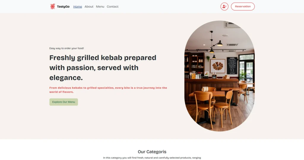 TastyGo - restaurant website designed with Bootstrap5